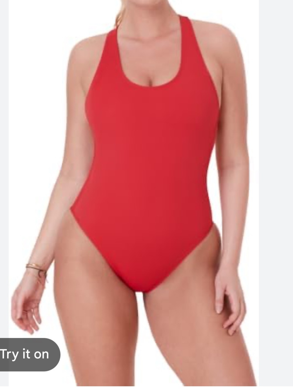 Amazon Essentials tomato Red Halter One-Piece Swimsuit size m new